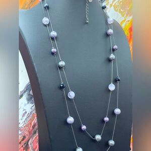 Macy's Multistranded Gunmetal Station Beads 32-35in NWT